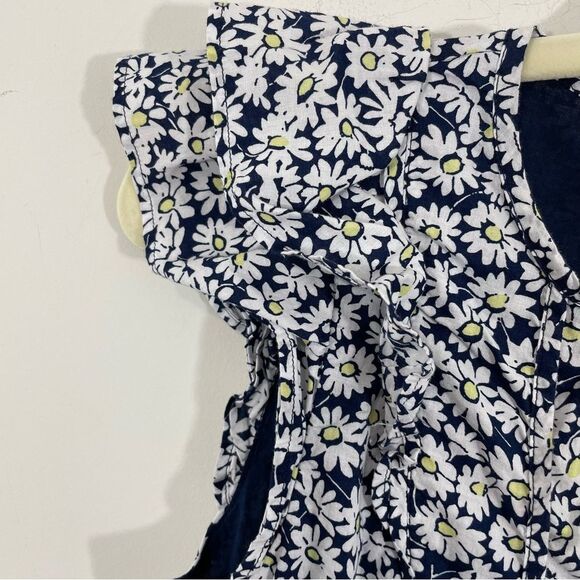 J.Crew Floral Printed Flutter-Sleeve Mini Dress Size 00 Navy White Yellow - Picture 5 of 9